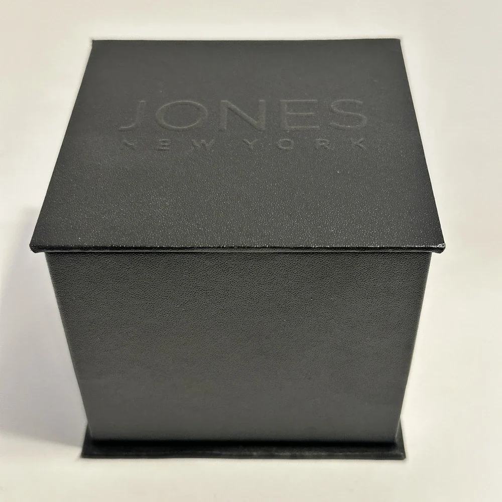 Jones New York JNYW2419L Women's Silver Tone Quartz Watch Black Dial NWT Box